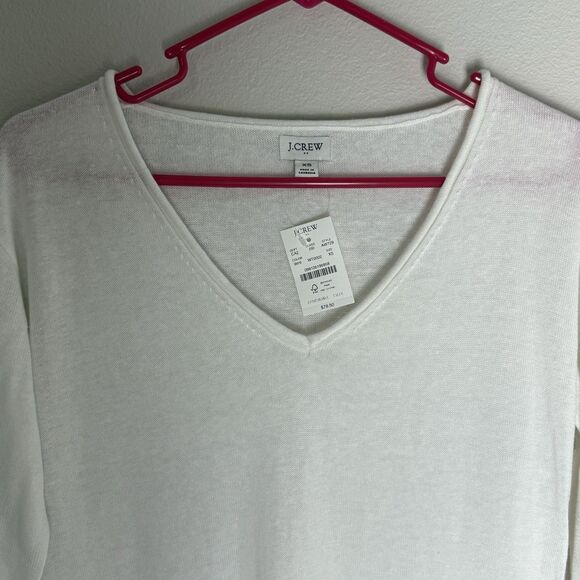J. Crew Factory Women's NWT V Neck Tunic Sweater Linen Blend White AW729 Sz XS - Picture 4 of 9